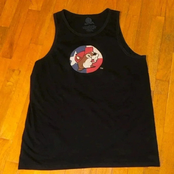 buc-ees beaver sleeveless shirt black size large 100% cotton - Picture 2 of 5